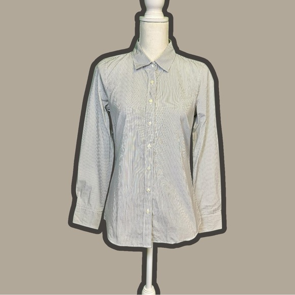 NWT J. Crew Factory Haberdashery Blue & White ‘Striped Classic Button-Up Shirt’ - Picture 1 of 13